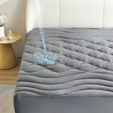 Sonive Queen Waterproof Mattress Pad Dorm Bedding - Soft Quilted Fitted Mattress Cover, Deep Pocket Mattress Protector up to 21 Inches, Machine Washable (Grey)