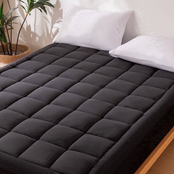 Sonive Quilted Mattress Pad California King, Thick Fluffy Soft Breathable Durable Cover Deep Pocket, Black