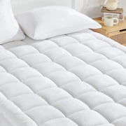 Sonive Quilted Mattress Pad Twin, Thick Fluffy Soft Breathable Durable Cover Deep Pocket, White