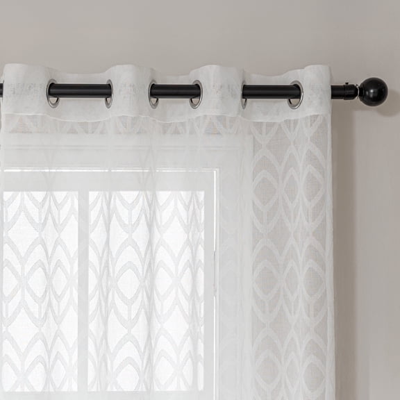Sonive Sheer Curtains White Pack of 2, Light Filtering Privacy Living Room, 52"×63"