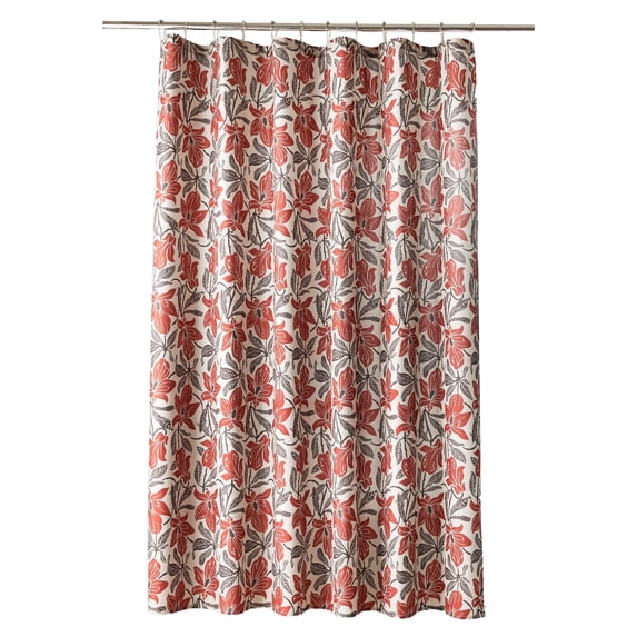 Sonive Red Floral Water Resistant Shower Curtain, Universal Fit Farmhouse Bathroom Decor, 72" x 72"