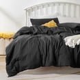 thumbnail image 1 of Sonive Washed Comforter Sets Full 3 Piece, Soft and Cozy, Fluffy Microfiber Fill, Washed Textured Wrinkled Design (Black), 1 of 7