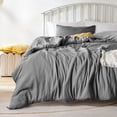 thumbnail image 1 of Sonive Washed Comforter Sets King 3 Piece, Soft and Cozy, Fluffy Microfiber Fill, Washed Textured Wrinkled Design (Dark Grey), 1 of 7