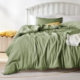 thumbnail image 1 of Sonive Washed Comforter Sets King 3 Piece, Soft and Cozy, Fluffy Microfiber Fill, Washed Textured Wrinkled Design (Loden), 1 of 7