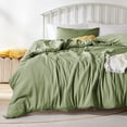thumbnail image 1 of Sonive Washed Comforter Sets Queen 3 Piece, Soft and Cozy, Fluffy Microfiber Fill, Washed Textured Wrinkled Design (Loden Green, Queen), 1 of 8