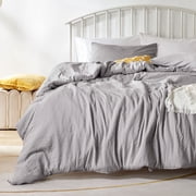 Sonive Washed Comforter Sets Twin/Twin-XL 2 Piece, Soft and Cozy, Fluffy Microfiber Fill, Washed Textured Wrinkled Design (Gull Grey)