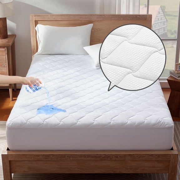 Sonive Waterproof Mattress Protector Full with Deep Pocket, Quilted & Breathable, White