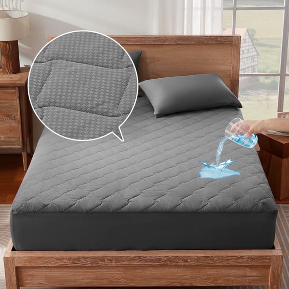 Sonive Waterproof Mattress Protector Pad - Machine Washable, Breathable Topper with Deep Pockets, All-Season, Hotel Quality(Gray,King)