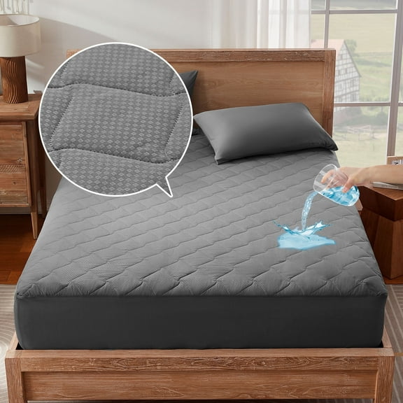 Sonive Waterproof Mattress Protector Pad - Machine Washable, Breathable Topper with Deep Pockets, All-Season, Hotel Quality(Gray,Twin XL)