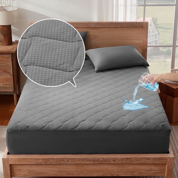 Sonive Waterproof Mattress Protector Pad - Machine Washable, Breathable Topper with Deep Pockets, All-Season, Hotel Quality(Gray,Twin XL)