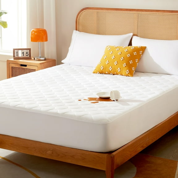 Sonive 100% Waterproof Mattress Protector Queen Size Breathable Stretchable Elastic Edging Kids Pets Friendly Washable Mattress Cover Up to 21 inches (Queen, White)