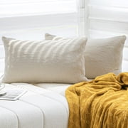 Sonive 2 Pack Throw Pillow Cover 12" x 20", Fur Dual Decorative Fuzzy Cushion Cases, White