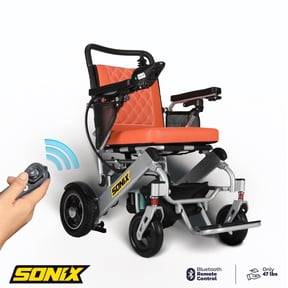 Sonix DX15 Electric Wheelchair Strong & Lightweight, Only 47lbs, Foldable, Airplane Ready, Leather Cushion, Deluxe Comfort, Long Range, Zero Turn Maneuverability, Electromagnetic Brake