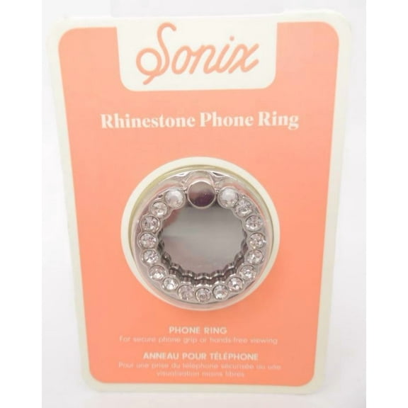 Sonix Cell Phone Ring Holder & Stand - Silver with Crystal Rhinestones