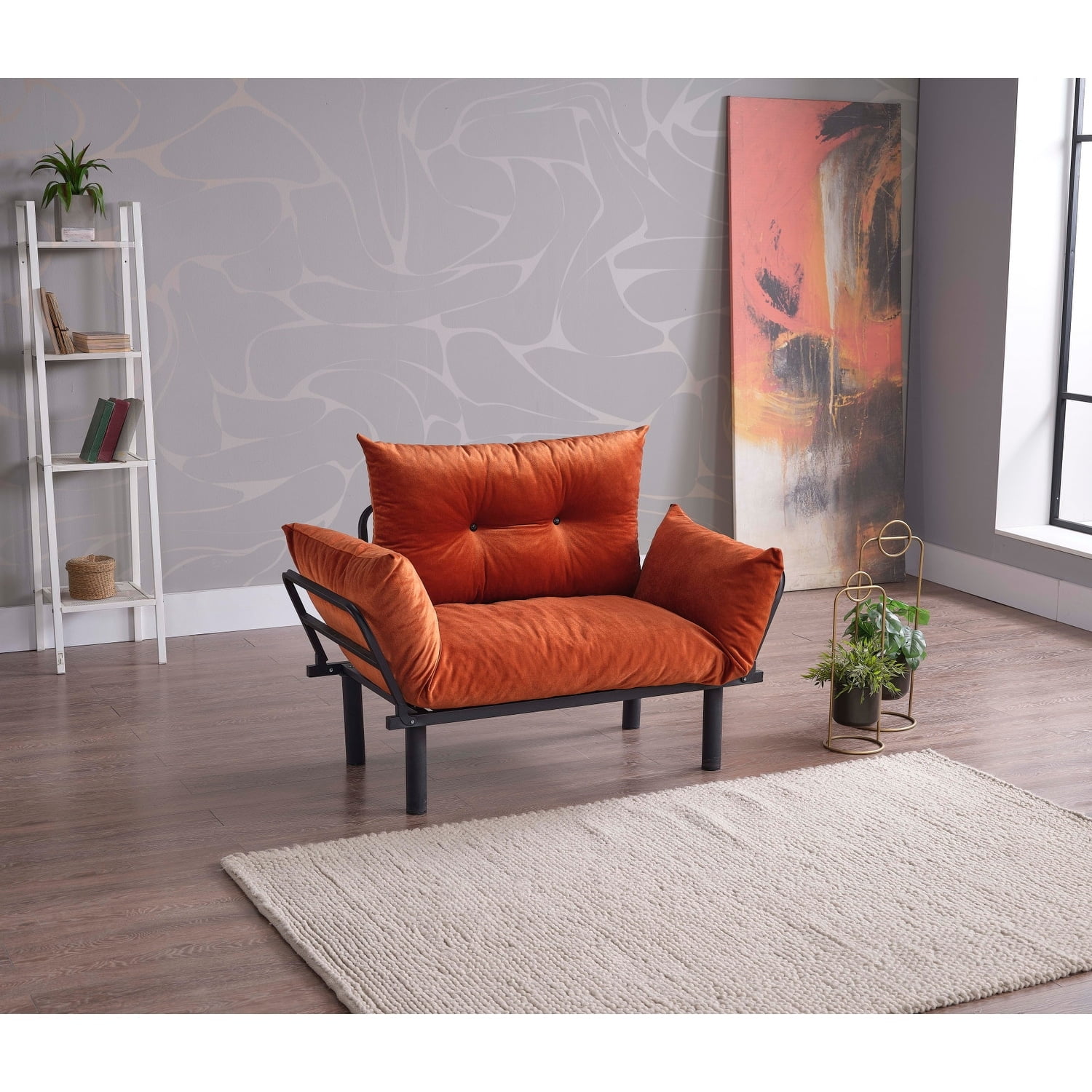 Sonix Orange Fabric Flared Arm Loveseat with Removable Cushions