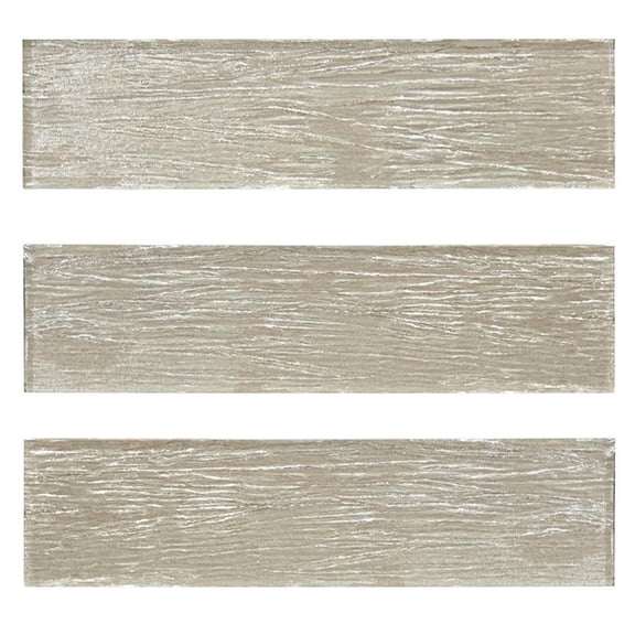 Sonnagh 3" x 12" Rectangular Laminated Glass Mosaic Wall Tile in Beige