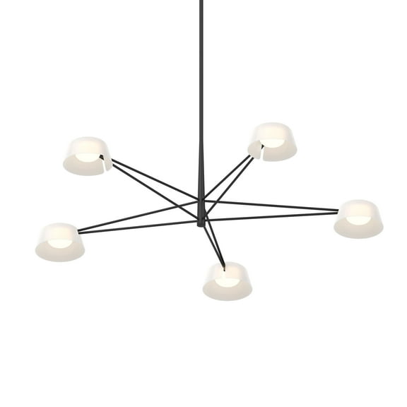 Sonneman 2035.25 Ray 45" Wide Led Round Chandelier - Satin Black / Opal White