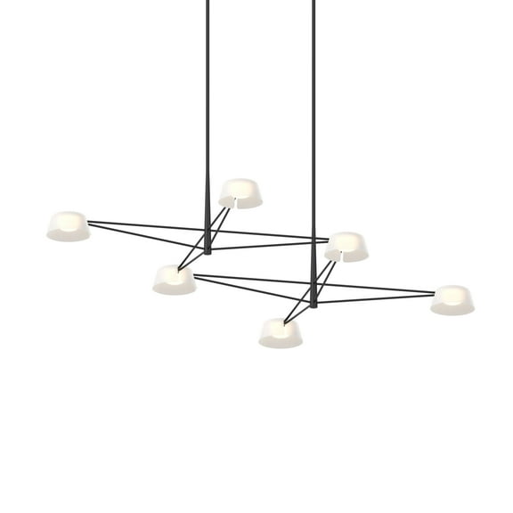 Sonneman 2036.25 Ray 68" Wide Led Linear Chandelier - Satin Black / Opal White