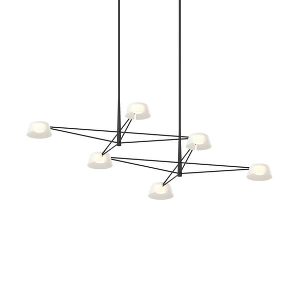 Sonneman 2036.25 Ray 68" Wide Led Linear Chandelier - Satin Black / Opal White
