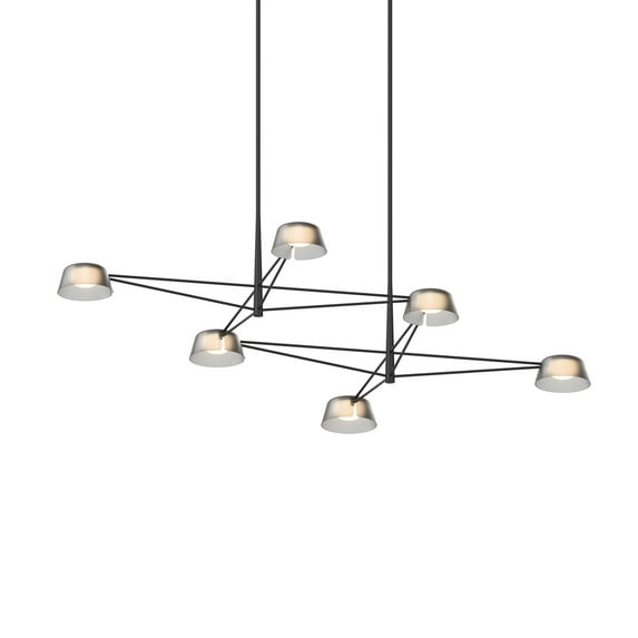 Sonneman 2036.25 Ray 68" Wide Led Linear Chandelier - Satin Black / Smoked Etched