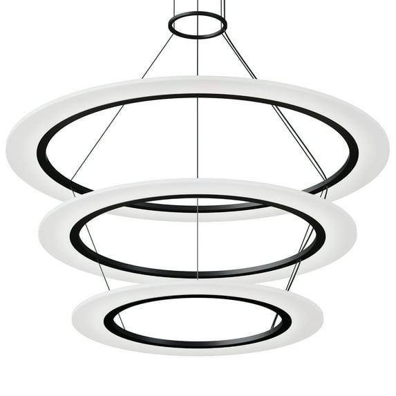 Sonneman 2076 Arctic Rings 3 Light 37" Wide Led Ring Chandelier - Black