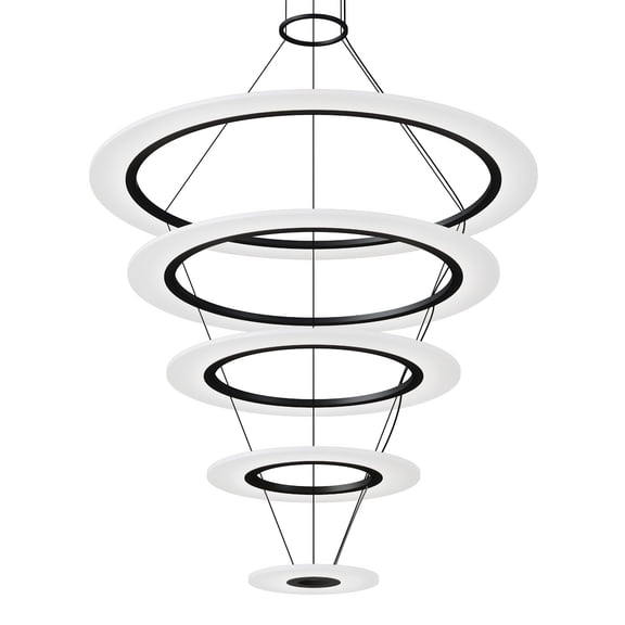 Sonneman 2078.25 Arctic Rings 5 Light 37" Wide Led Ring Chandelier - Black