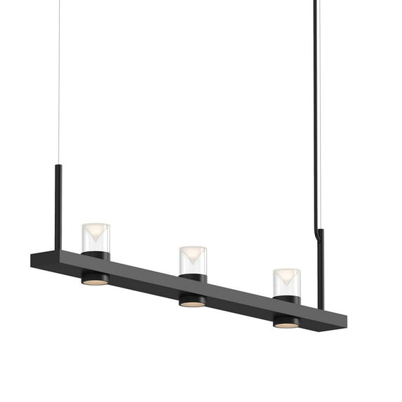 Sonneman 20Ql04 Intervals 49" Wide Pillar Candle Linear Chandelier - Satin Black / Clear