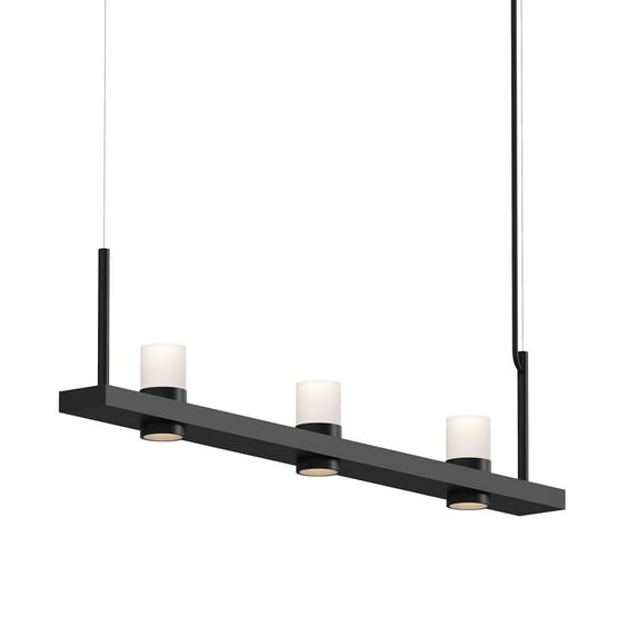 Sonneman 20Ql04 Intervals 49" Wide Pillar Candle Linear Chandelier - Satin Black / Etched