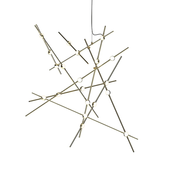 Sonneman 2152.38W-27-J20 Constellation 38" Wide Abstract Chandelier - Satin Brass / White