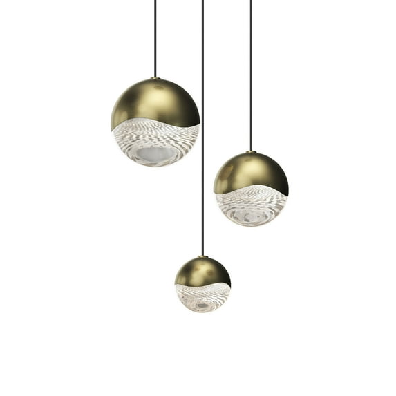 Sonneman 2914-Ast Grapes 3 Light 9" Wide Led Suspension Multi Light Pendant - Brass