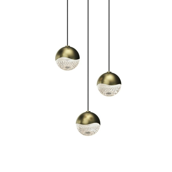Sonneman 2914-Sml Grapes 3 Light 7" Wide Led Suspension Multi Light Pendant - Brass