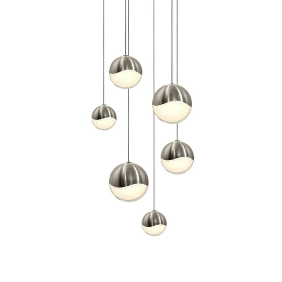 Sonneman 2915-Ast Grapes 6 Light 12" Wide Led Suspension Multi Light Pendant - Nickel