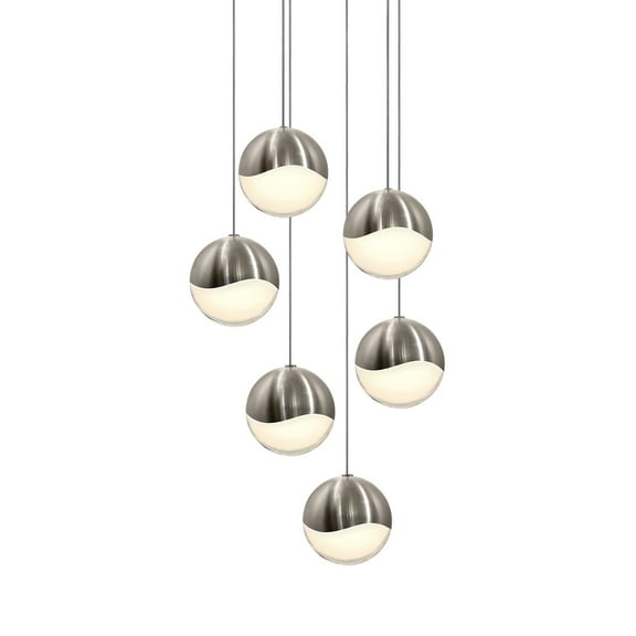 Sonneman 2915-Lrg Grapes 6 Light 12" Wide Led Suspension Multi Light Pendant - Nickel