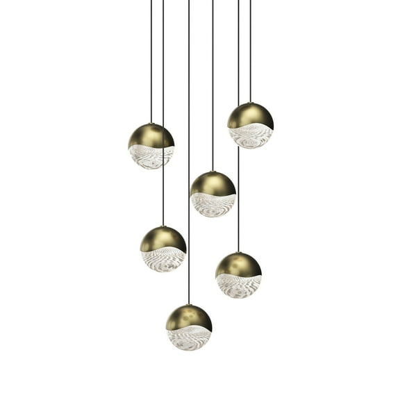 Sonneman 2915-Med Grapes 6 Light 12" Wide Led Suspension Multi Light Pendant - Brass