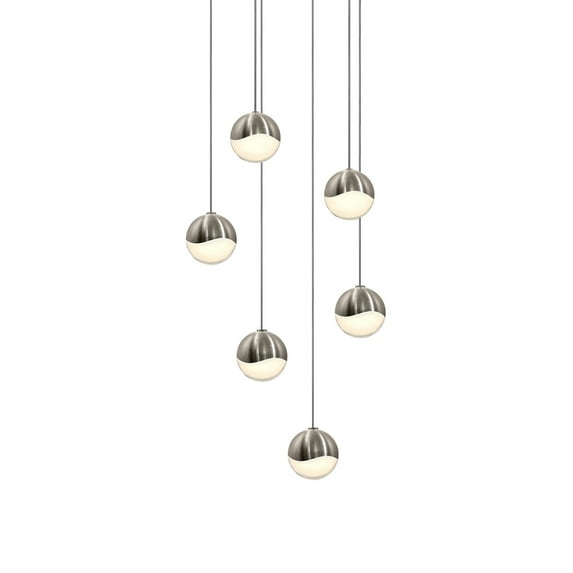 Sonneman 2915-Sml Grapes 6 Light 11" Wide Led Suspension Multi Light Pendant - Nickel