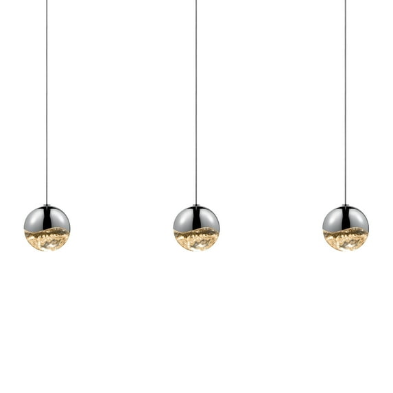 Sonneman 2920-Med Grapes 3 Light 38" Wide Led Suspension Linear Pendant - Chrome