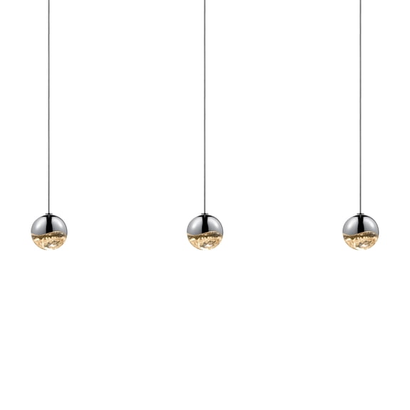 Sonneman 2920.01-SML Grapes 3 Light 37" Wide Led Suspension Linear Pendant - Chrome
