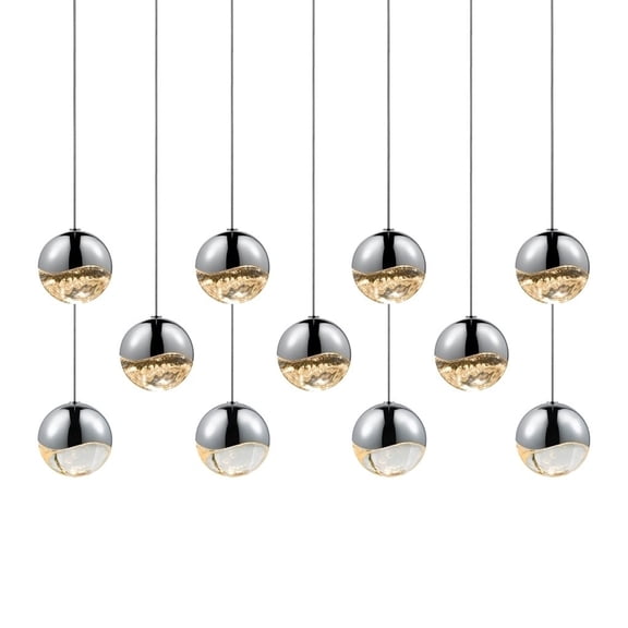 Sonneman 2922-Med Grapes 11 Light 37" Wide Led Suspension Linear Pendant - Chrome