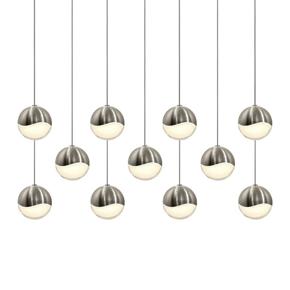 Sonneman 2922-Med Grapes 11 Light 37" Wide Led Suspension Linear Pendant - Nickel