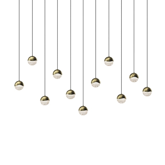 Sonneman 2922.14-SML Grapes 11 Light 37" Wide Led Suspension Linear Pendant - Brass