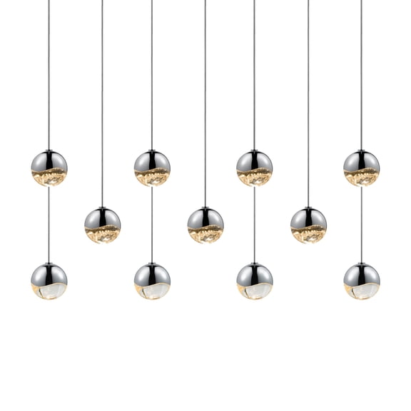 Sonneman 2922.01-SML Grapes 11 Light 37" Wide Led Suspension Linear Pendant - Chrome