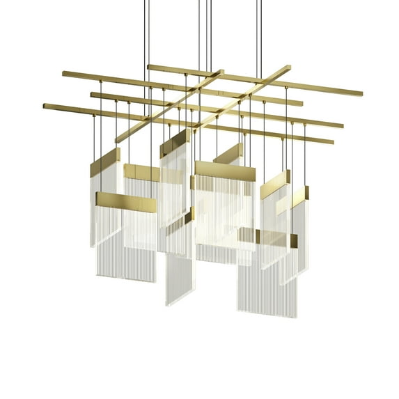 Sonneman 3097 V Panels 47" Wide Suspension Multi Light Pendant - Brass