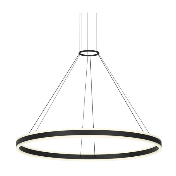 Sonneman Lighting Double Corona Bright Satin Aluminum 47-inch LED Ring Pendant, Frosted White Shade