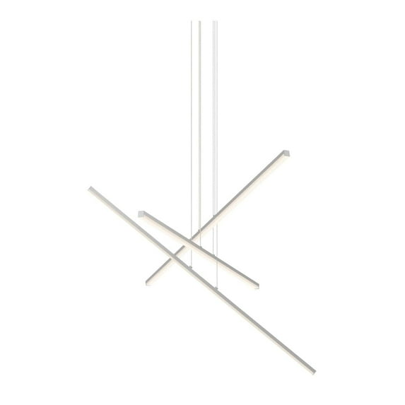 Sonneman Lighting Stix LED Bright Satin Aluminum 3-Arm Pendant, Optical Acrylic Shade - Silver