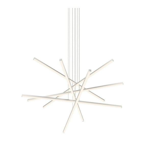 Sonneman Lighting Stix LED Bright Satin Aluminum 6-Arm Pendant, Optical Acrylic Shade - Silver