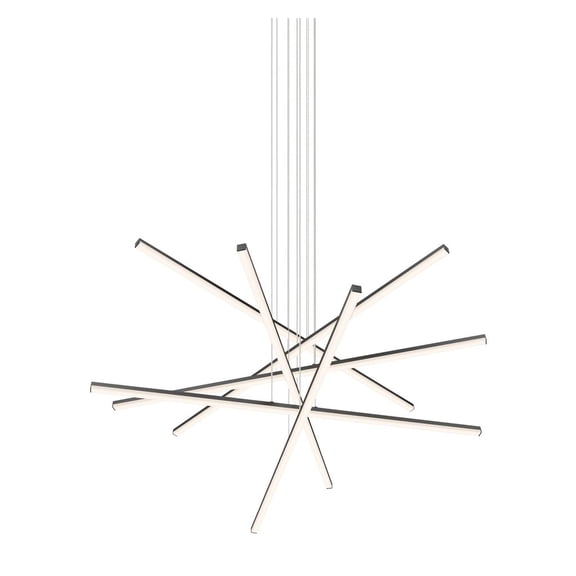 Sonneman Lighting Stix LED Satin Black 6-Arm Pendant, Optical Acrylic Shade