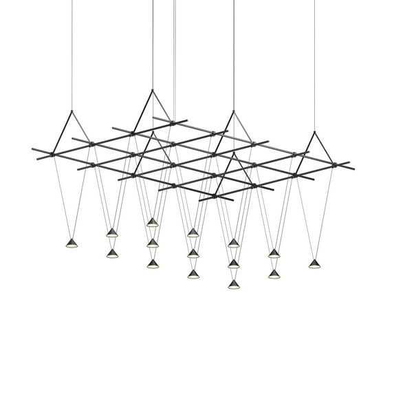 Sonneman Sls1146 Suspenders 15 Light 73" Wide Led Suspension Multi Light Pendant - Black