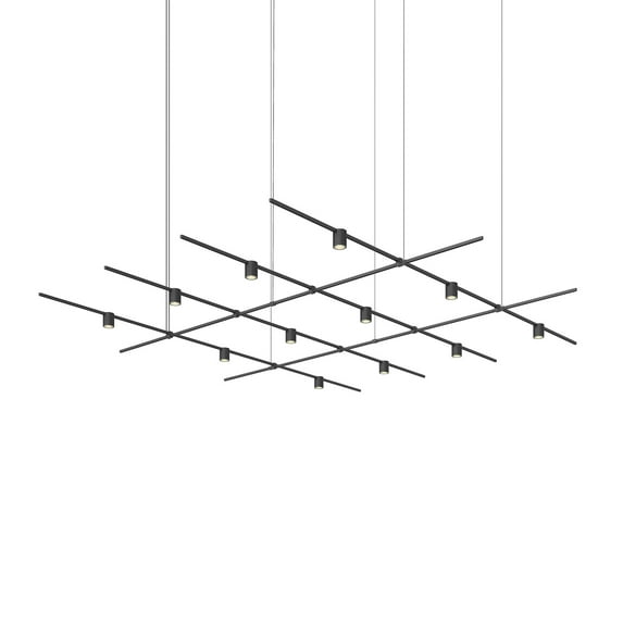 Sonneman Sls1147 Suspenders 12 Light 97" Wide Led Linear Chandelier - Black