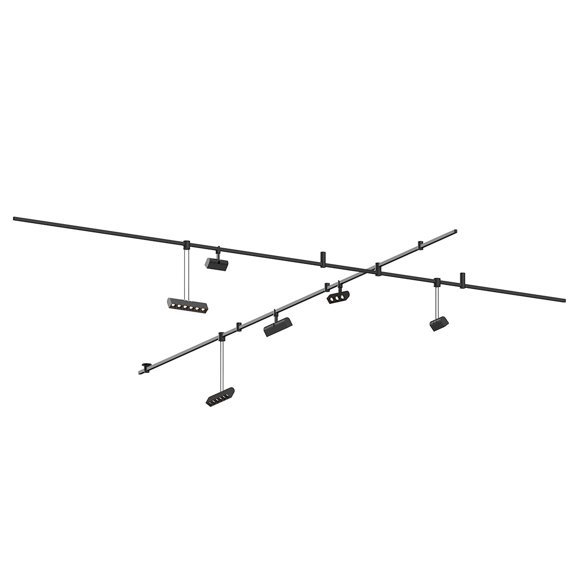 Sonneman Sls1152 Suspenders 18 Light 97" Wide Led Fixed Rail Ceiling Fixture - Black