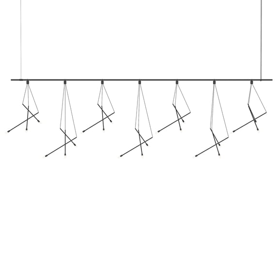 Sonneman Sls1161 Suspenders 21 Light 97" Wide Led Linear Chandelier - Black